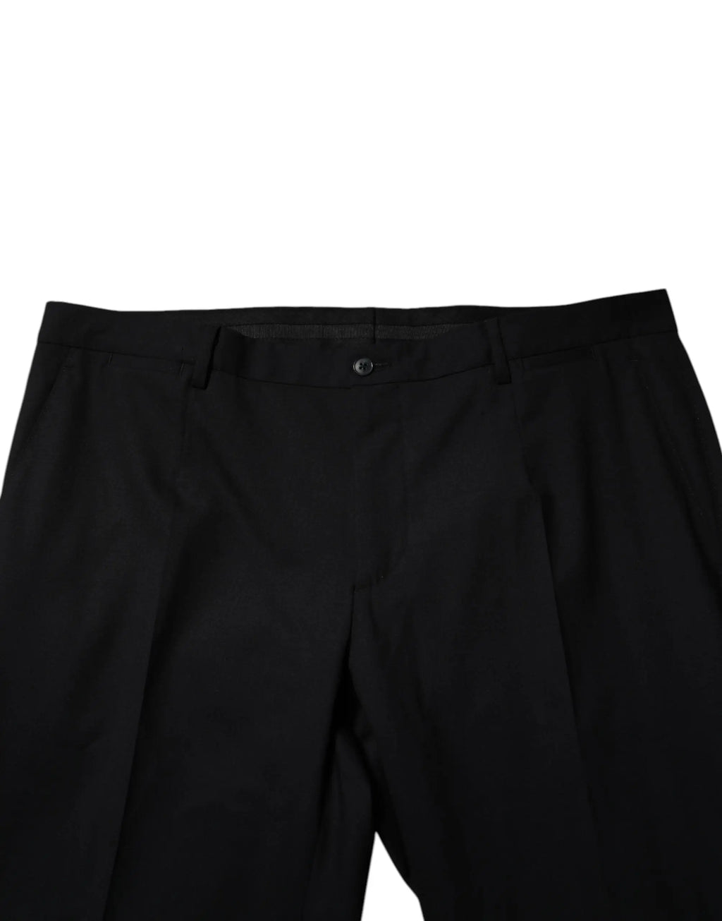 Pantalon formel en laine noire dolce & gabbana avec plis élégants et fermeture à bouton unique à la taille