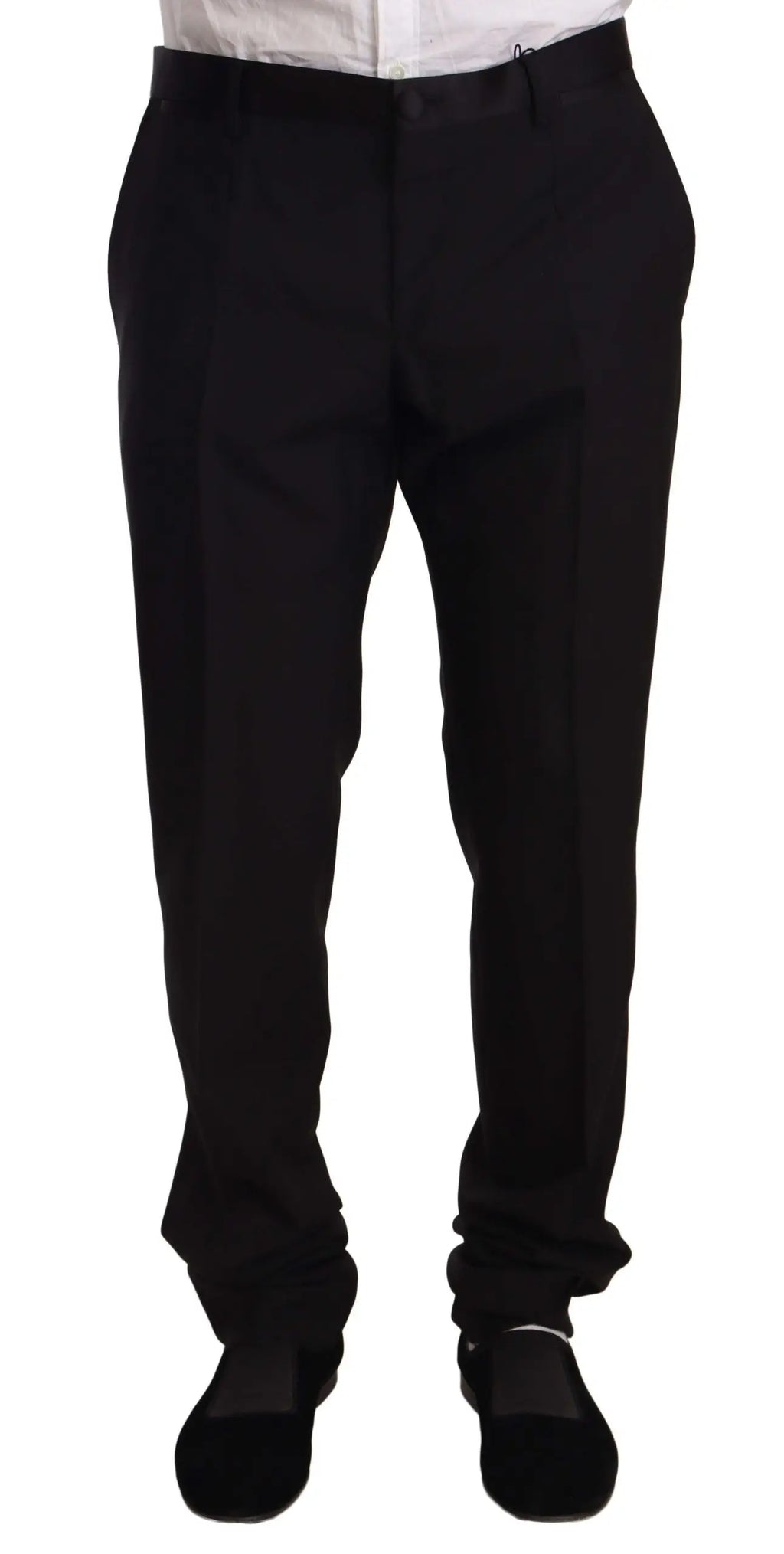Dolce & gabbana pantalon de smoking formel en laine noire avec coupe ajustée et plis subtils