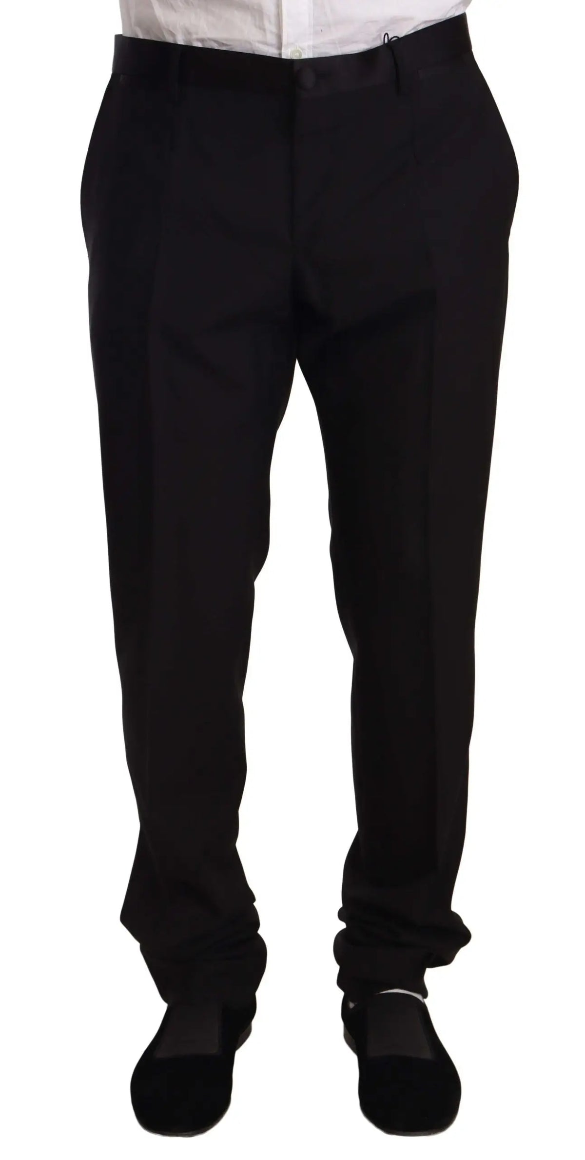 Dolce & gabbana pantalon de smoking formel en laine noire avec coupe ajustée et plis subtils