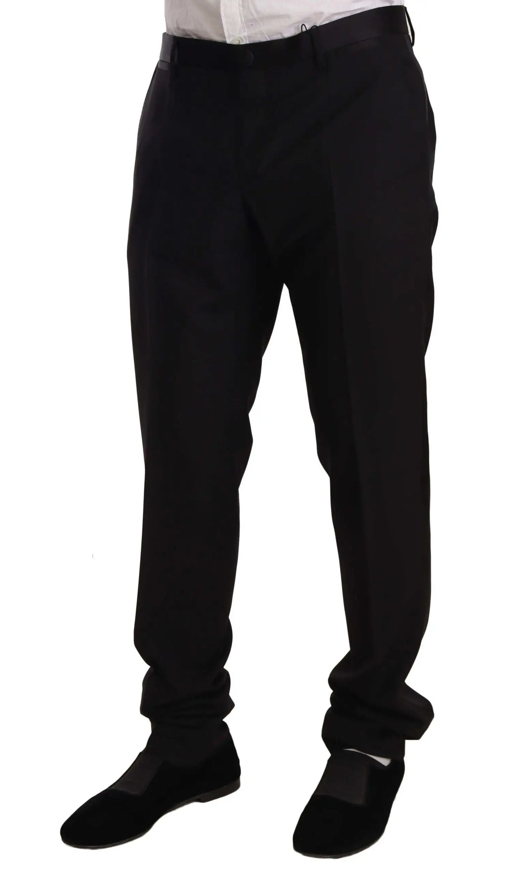Pantalon de smoking noir en laine dolce gabbana avec coupe ajustée et plis subtils à la taille