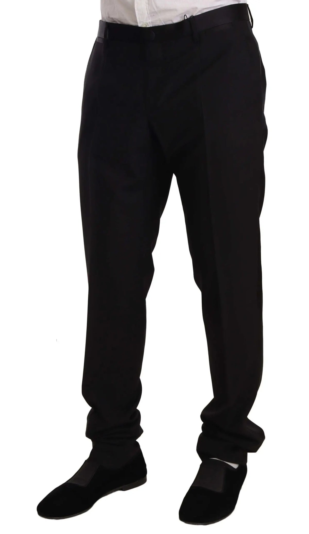 Pantalon de smoking noir en laine dolce gabbana avec coupe ajustée et plis subtils à la taille