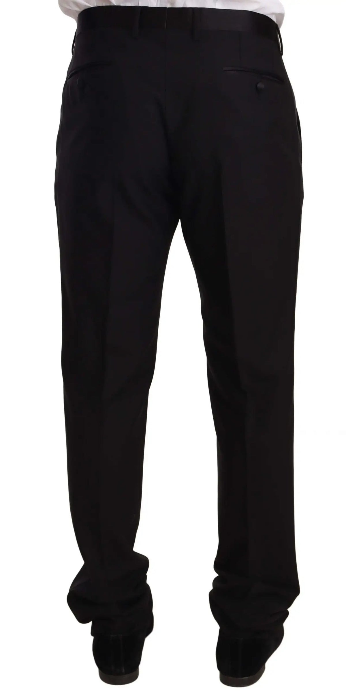 Pantalon de smoking noir en laine dolce & gabbana avec coupe ajustée et plis discrets devant