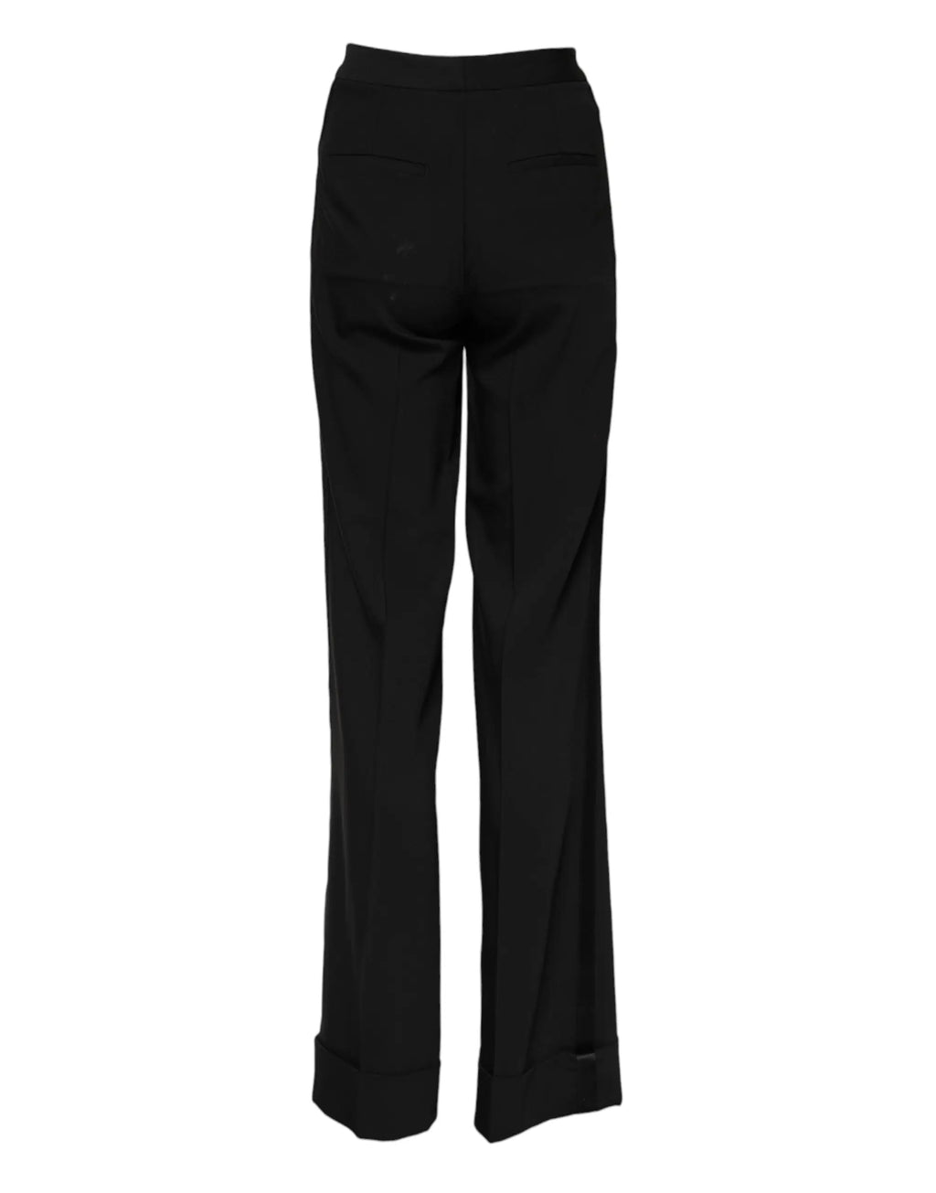 Pantalon dolce & gabbana noir en laine taille haute coupe droite avec revers roulés