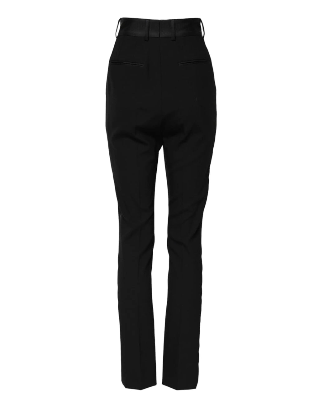 Pantalon slim noir en laine dolce & gabbana taille haute avec coupe droite et passants de ceinture dissimulés