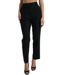 Pantalon droit noir taille haute en laine dolce gabbana avec coupe élégante et ajustée