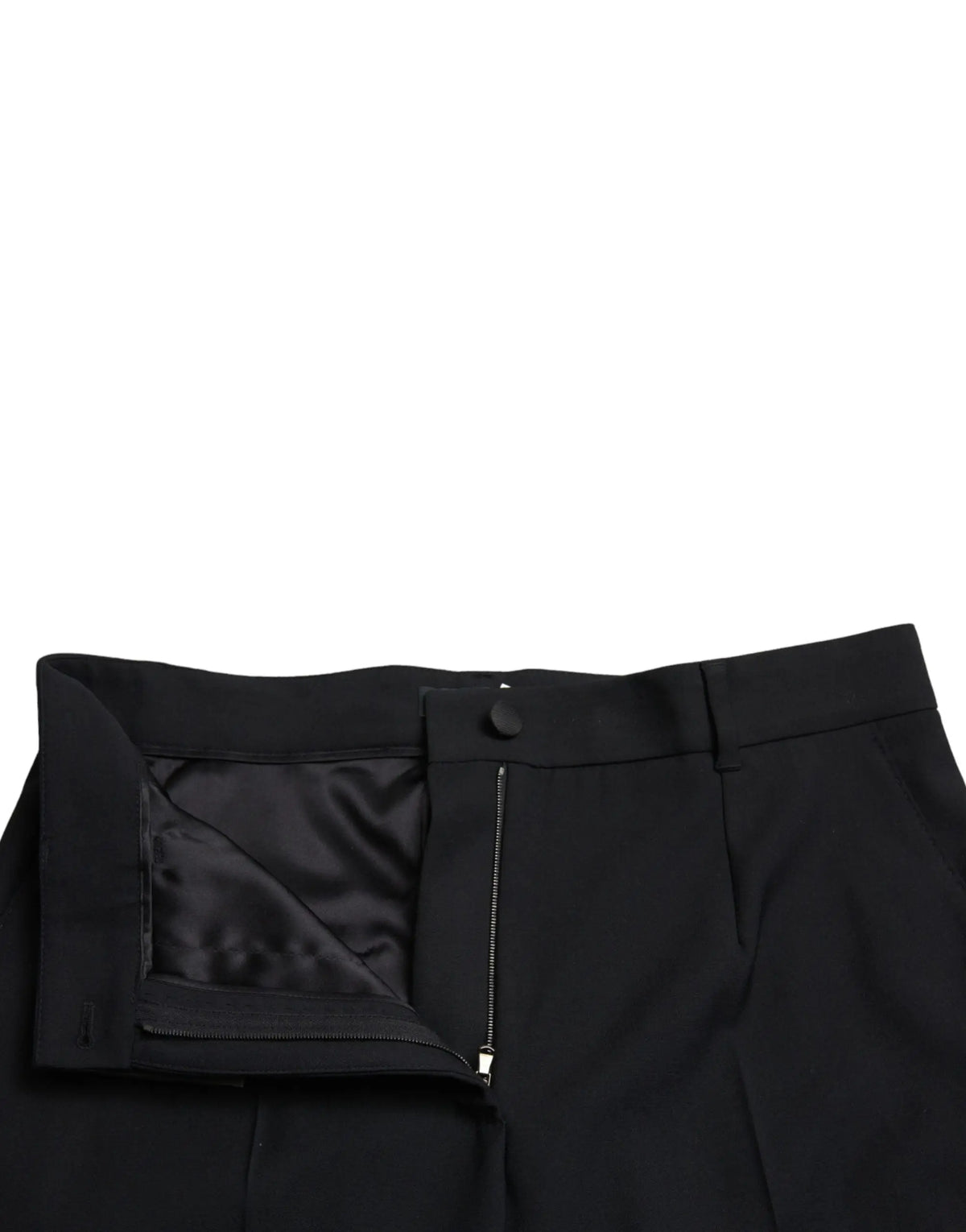 Pantalon droit taille haute en laine noire dolce & gabbana avec design structuré et doublure satinée