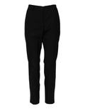 Pantalon noir en laine haute taille dolce & gabbana avec coupe fuselée et taille boutonnée elegant et tailleur