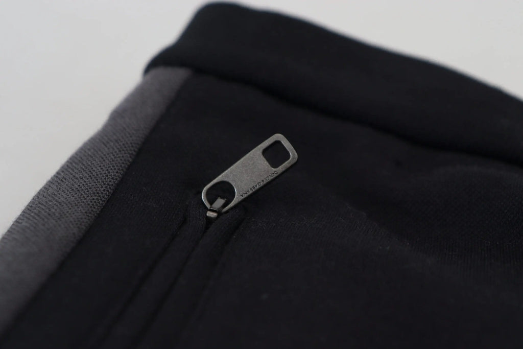 Fermeture éclair noire matte en métal rectangulaire sur pantalon jogger en laine noire dolce & gabbana