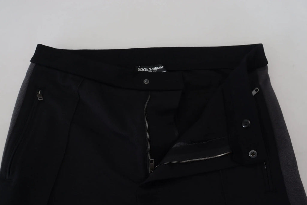 Pantalon jogger dolce & gabbana noir en laine avec coupe ajustée et zips latéraux subtils