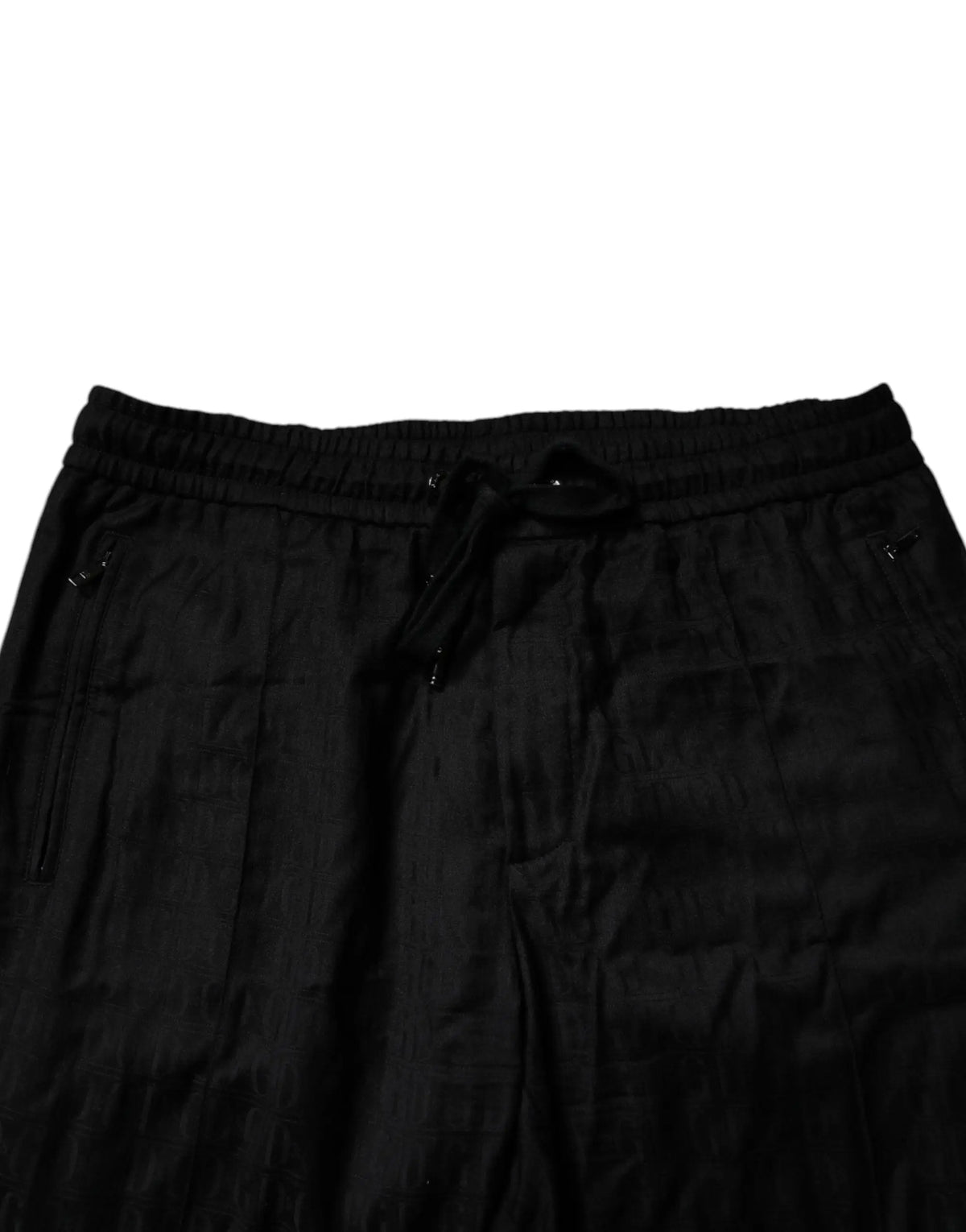 Pantalon de jogging dolce et gabbana en laine noire avec taille à cordon et texture subtile à coupe décontractée
