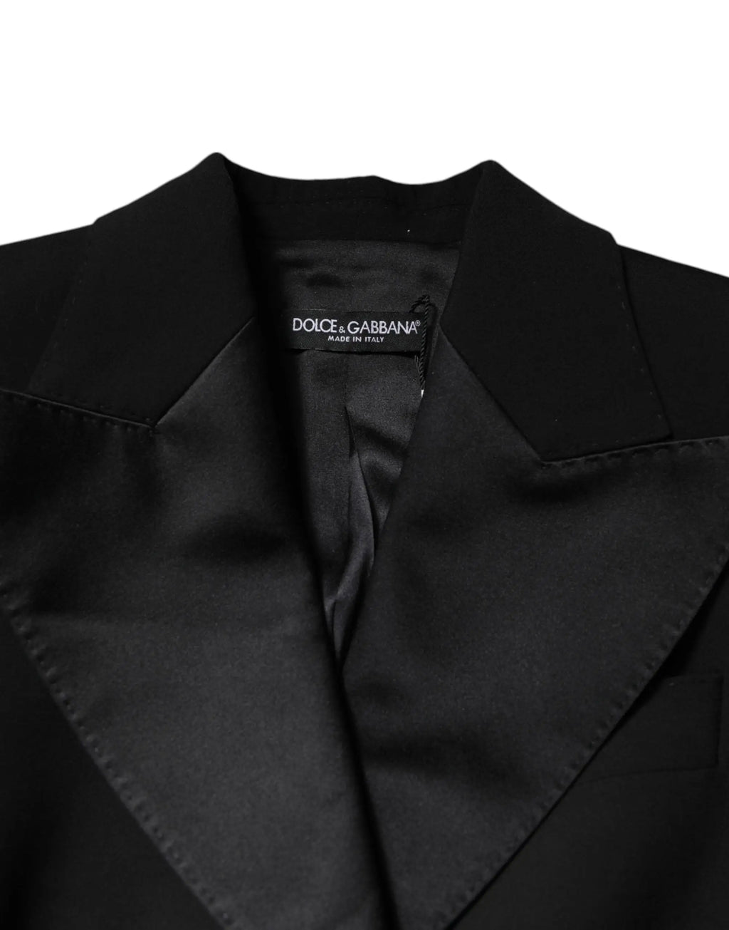 Blazer dolce & gabbana noir en satin avec col structuré pour combinaison robe veste femme en laine
