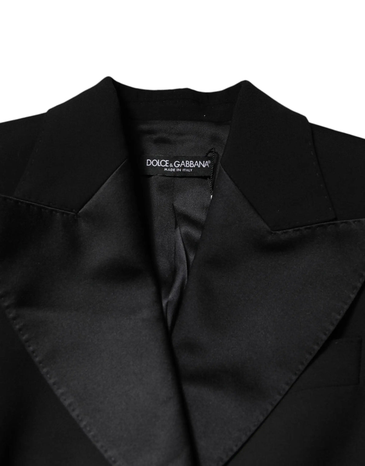 Blazer dolce & gabbana noir en satin avec col structuré pour combinaison robe veste femme en laine