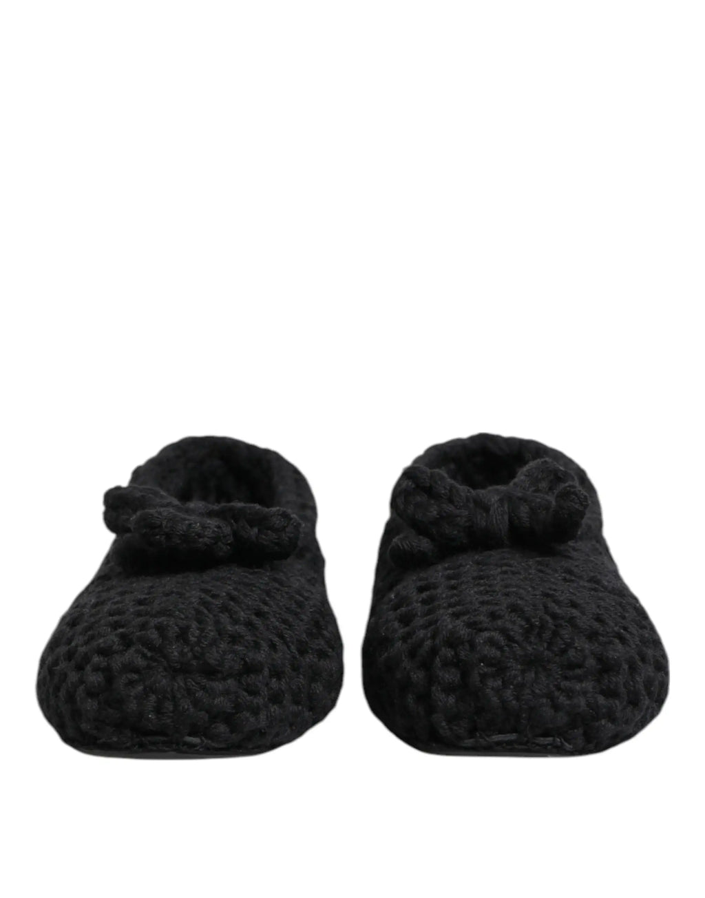 Chaussons ballerines dolce & gabbana noirs en laine avec surface en crochet texturée et petit noeud devant