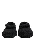 Chaussons ballerines dolce & gabbana noirs en laine avec surface en crochet texturée et petit noeud devant