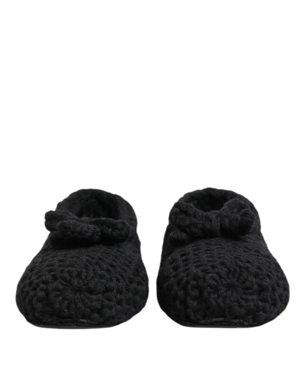 Chaussons ballerines dolce & gabbana noirs en laine avec surface en crochet texturée et petit noeud devant