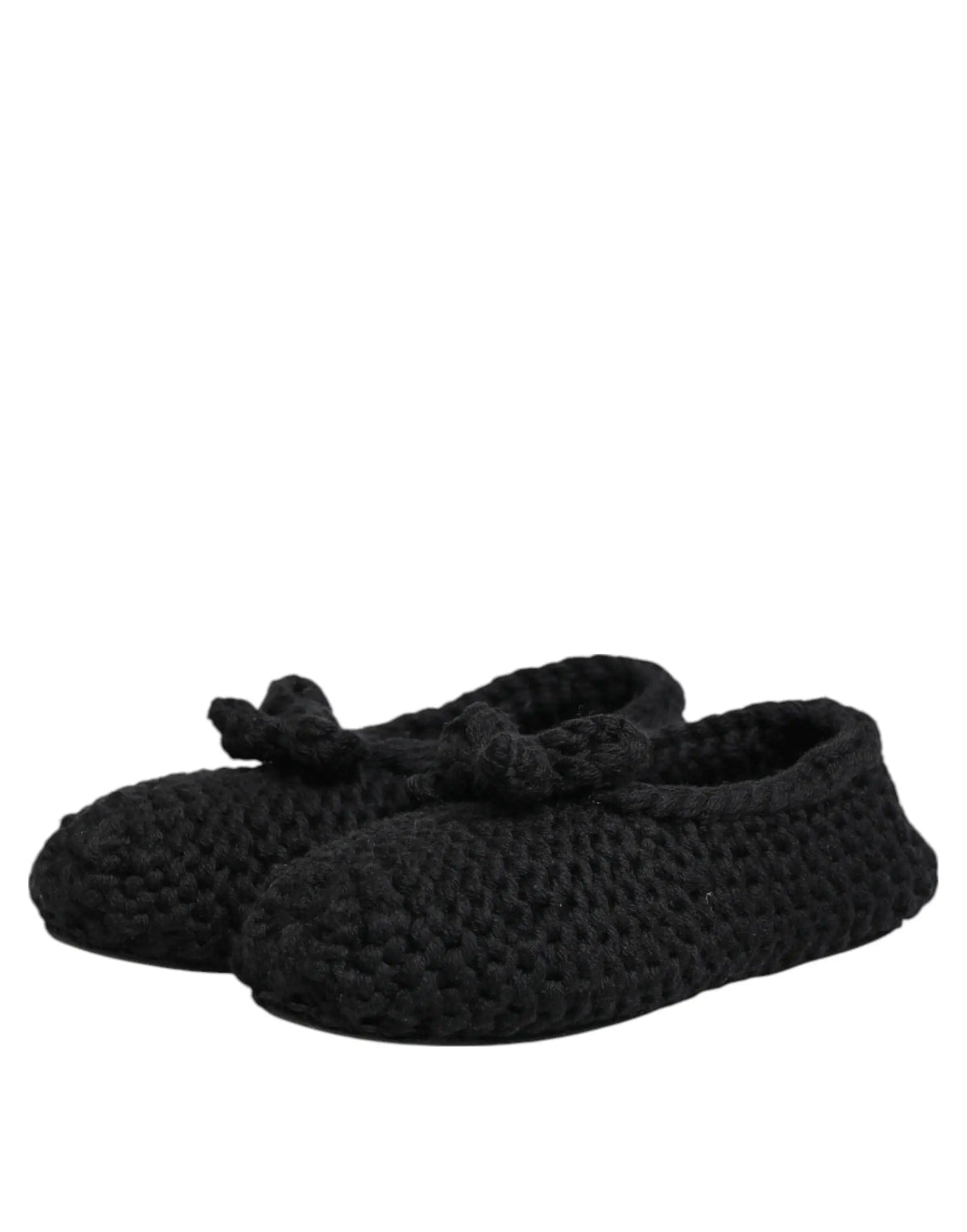 Dolce & gabbana ballerines noires en laine tricotée avec nœud sur le devant chaussures slip on