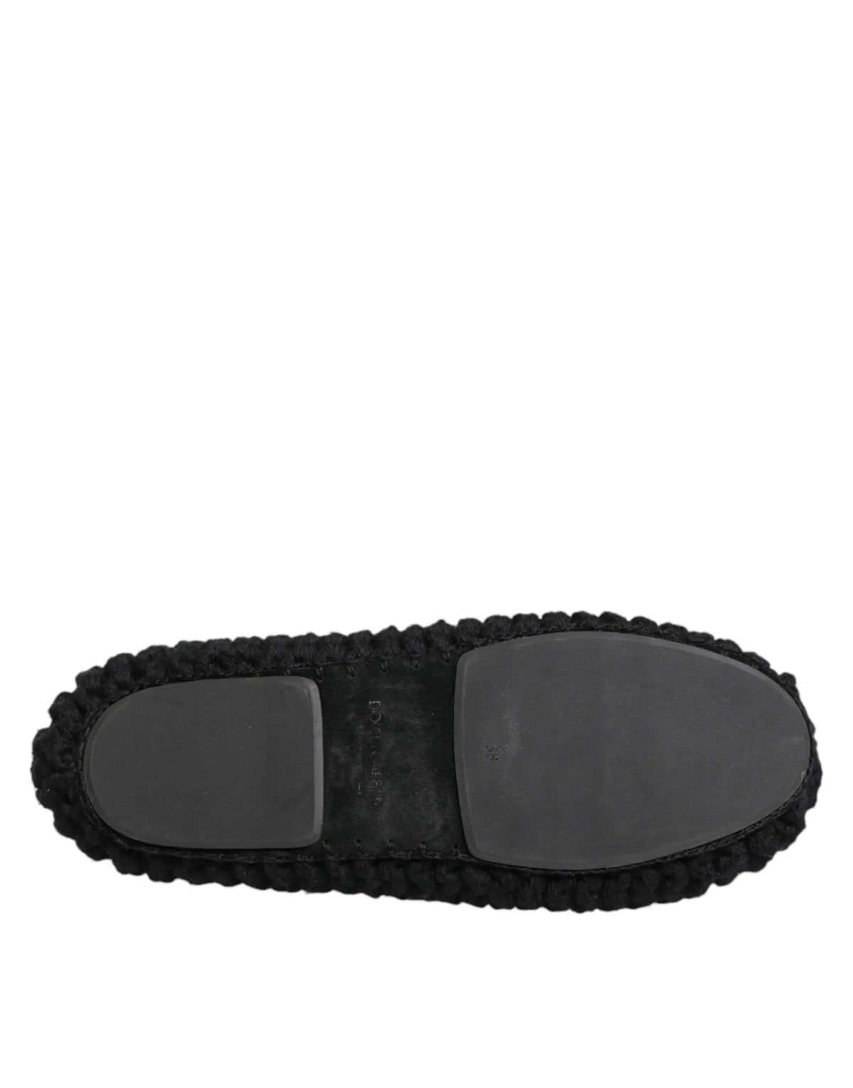 Dolce & gabbana ballerines slip-on en laine noire avec semelle en caoutchouc et maille crochetée