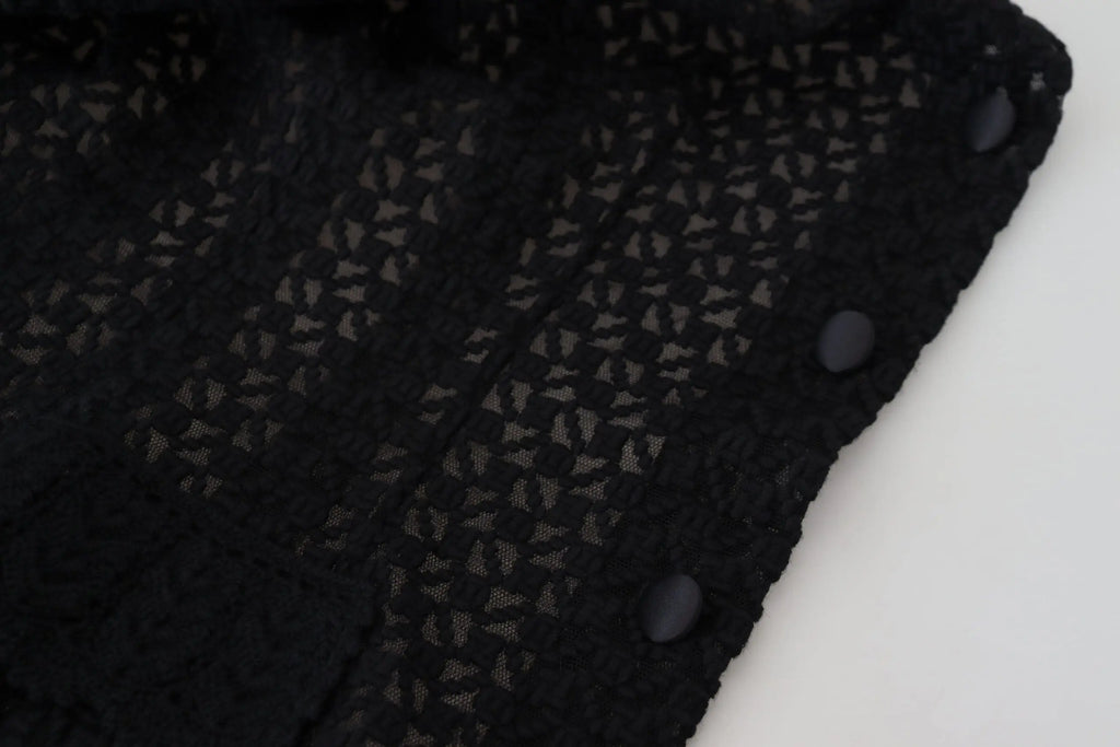 Veste dolce & gabbana en laine noire à boutons assortis et motif géométrique en dentelle délicate