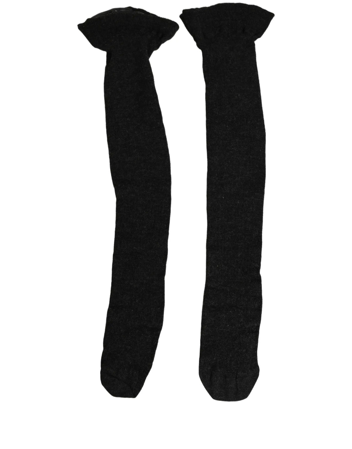 Une paire de chaussettes noires longues dolce gabbana en laine avec texture côtelée et bordure froufrou