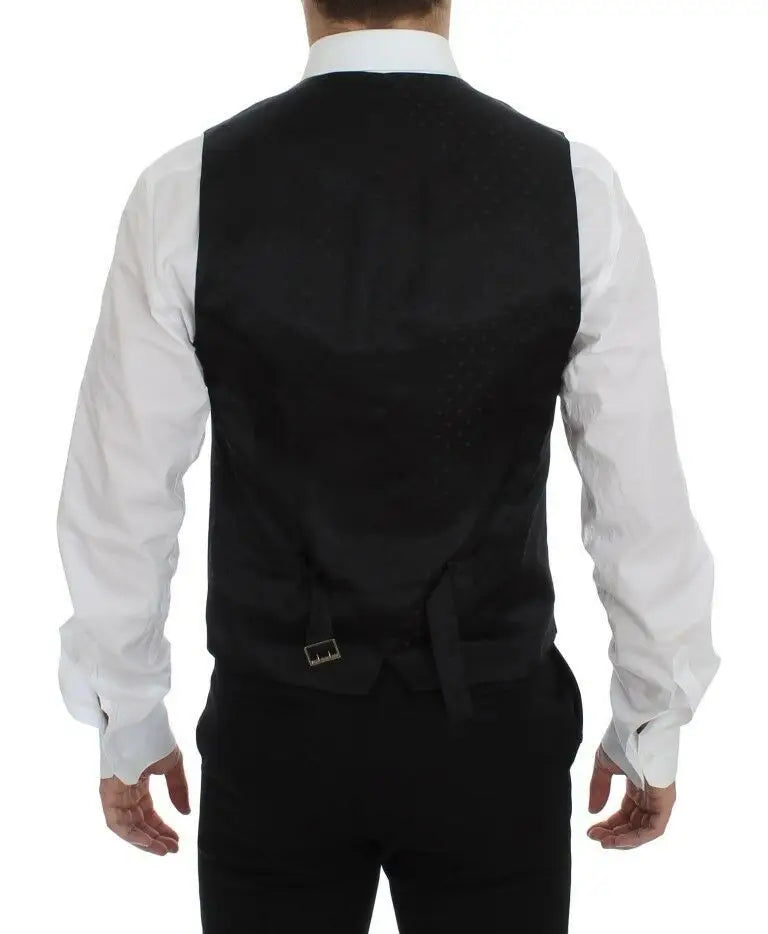 Dolce & gabbana gilet noir en laine avec coupe ajustée et texture subtile pour un style formel