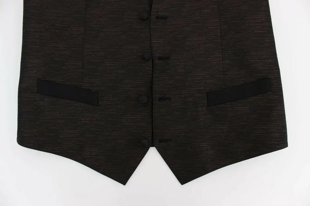 Dolce & gabbana gilet noir en laine avec texture subtile et boutons assortis pour femme
