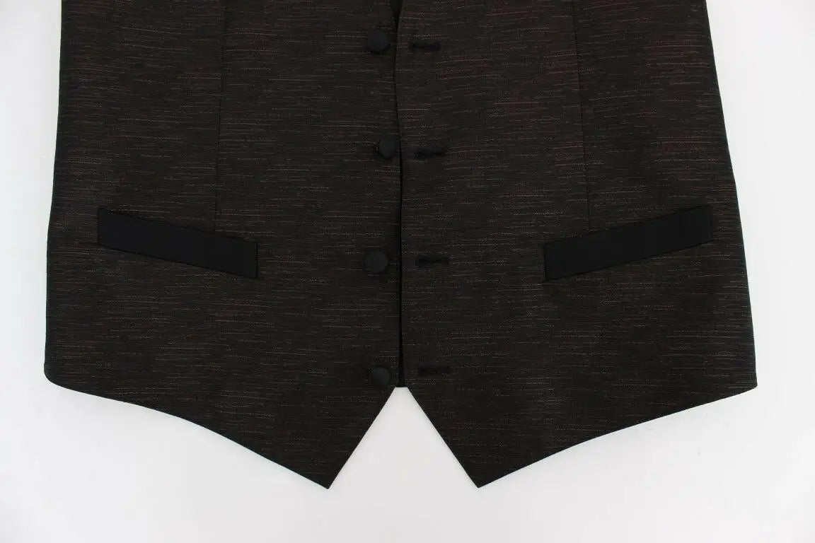 Dolce & gabbana gilet noir en laine avec texture subtile et boutons assortis pour femme