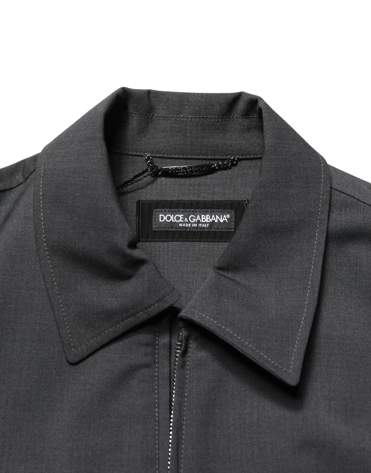 Veste bomber noire dolce & gabbana pour homme en laine avec col structuré et détails de couture subtils