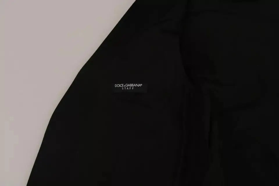 Dolce & gabbana veste de personnel noire en laine avec logo brodé blanc subtil sur la poitrine