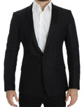 Blazer dolce & gabbana noir en laine martini slim avec un bouton unique et des revers crantés