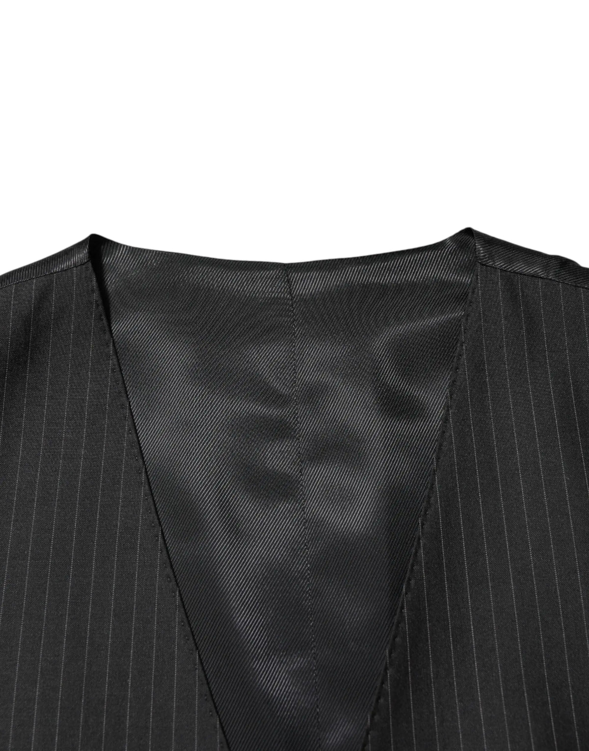 Dolce & gabbana gilet habillé homme en laine noir à rayures avec dos doublé en satin visible