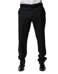 Pantalon de costume noir en laine pour homme dolce gabbana avec coupe ajustée et ceinture assortie