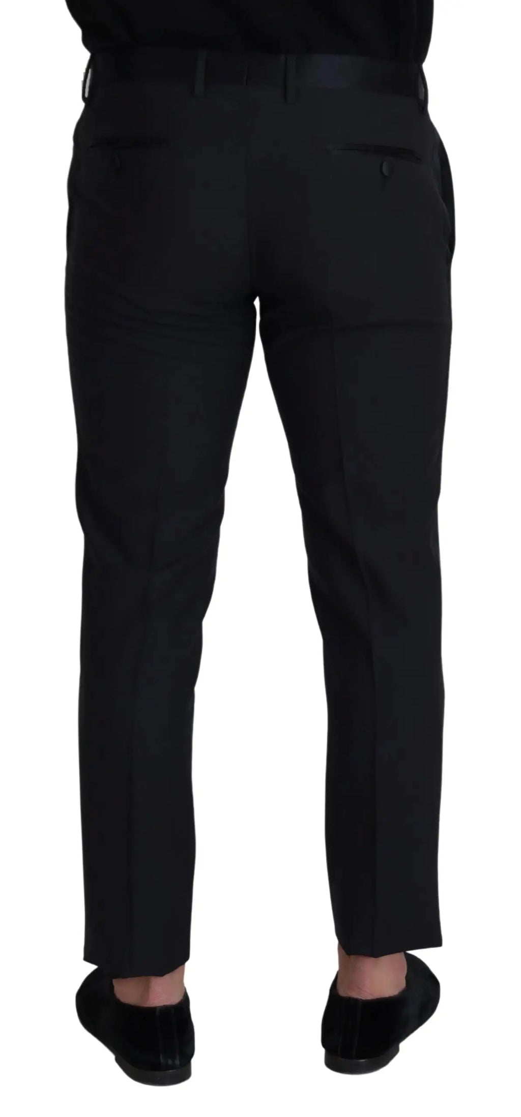 Pantalon formel homme dolce & gabbana en laine noire avec coupe droite élégante et plis subtils le long des coutures