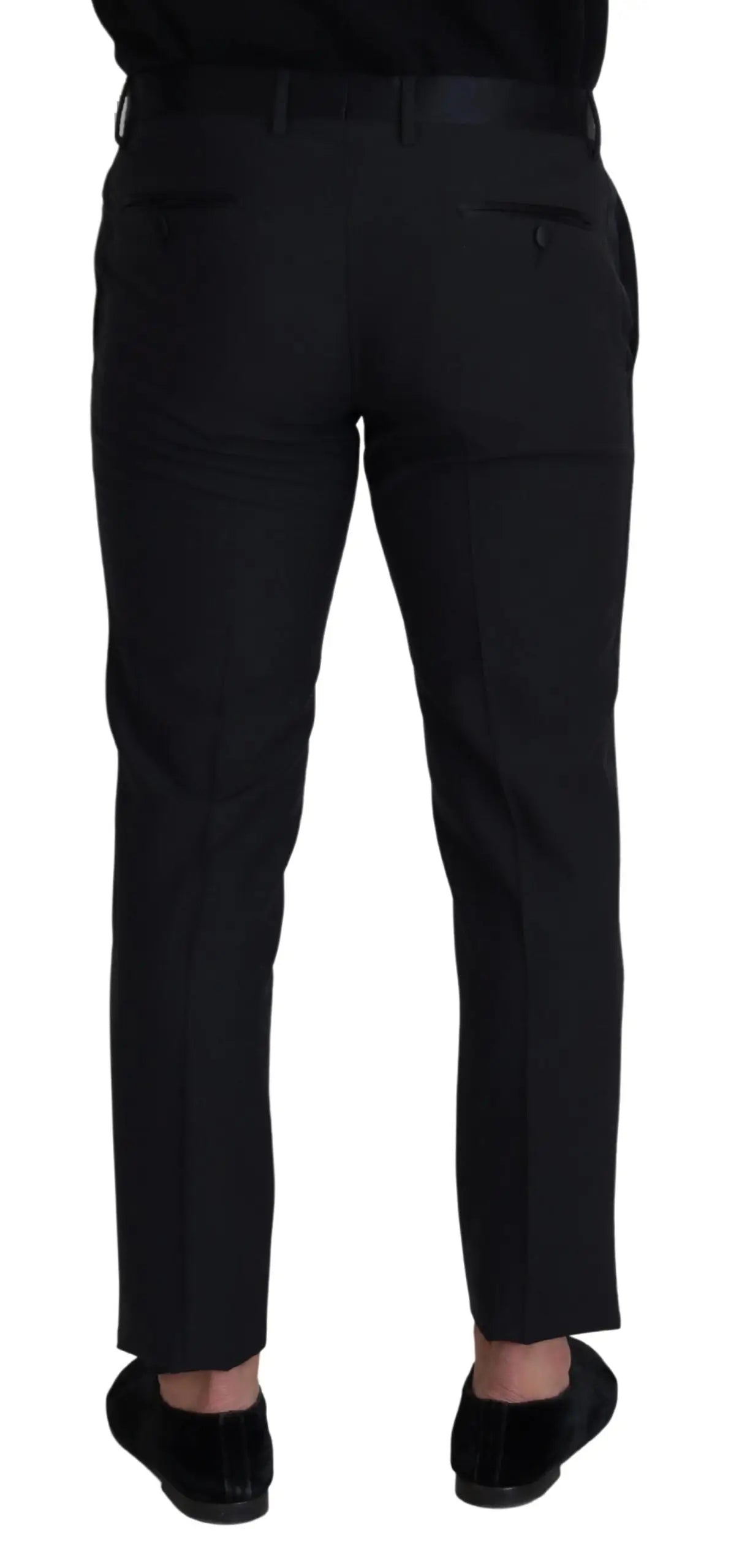 Pantalon formel homme dolce & gabbana en laine noire avec coupe droite élégante et plis subtils le long des coutures