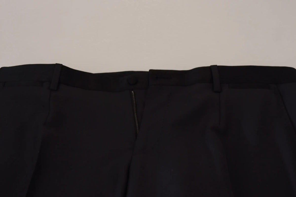 Pantalon formel homme dolce & gabbana en laine noire avec coupe ajustée et plis discrets à l’avant