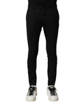 Pantalon noir dolce & gabbana en laine pour homme coupe slim taille mi-haute avec design moderne et coutures subtiles
