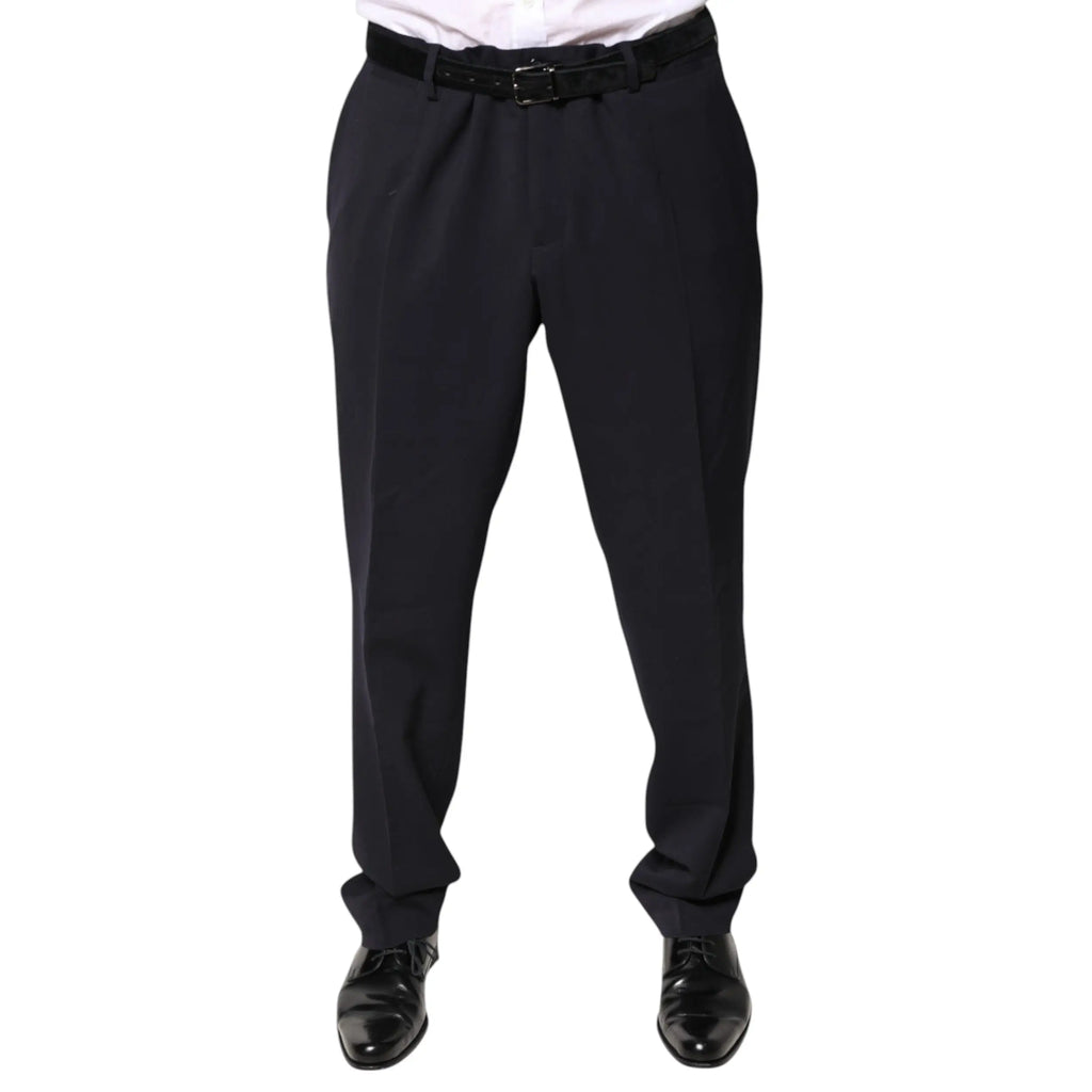 Pantalon habillé dolce & gabbana noir en laine avec coupe ajustée taille mi-haute et ceinture assortie