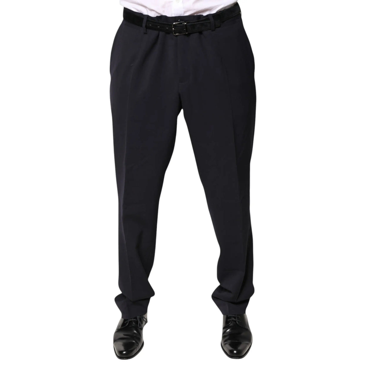 Pantalon habillé dolce & gabbana noir en laine avec coupe ajustée taille mi-haute et ceinture assortie