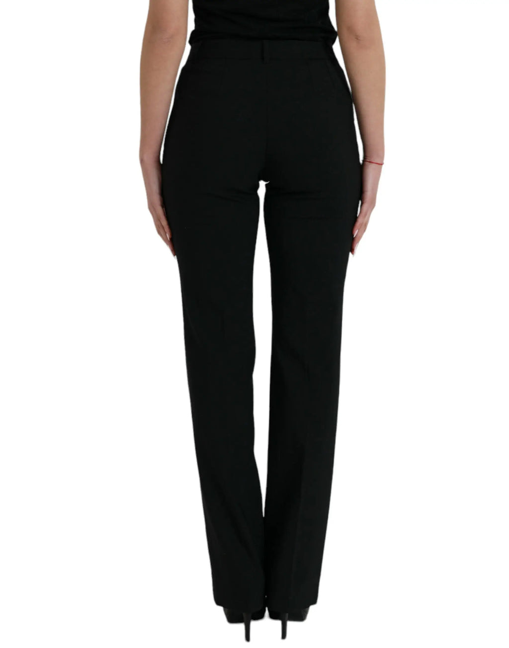 Pantalon noir en laine dolce gabbana taille mi-haute coupe droite pour un style élégant au quotidien