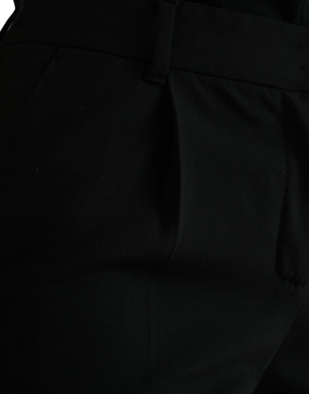Pantalon noir en laine dolce & gabbana taille mi-haute avec taille structurée et coutures visibles