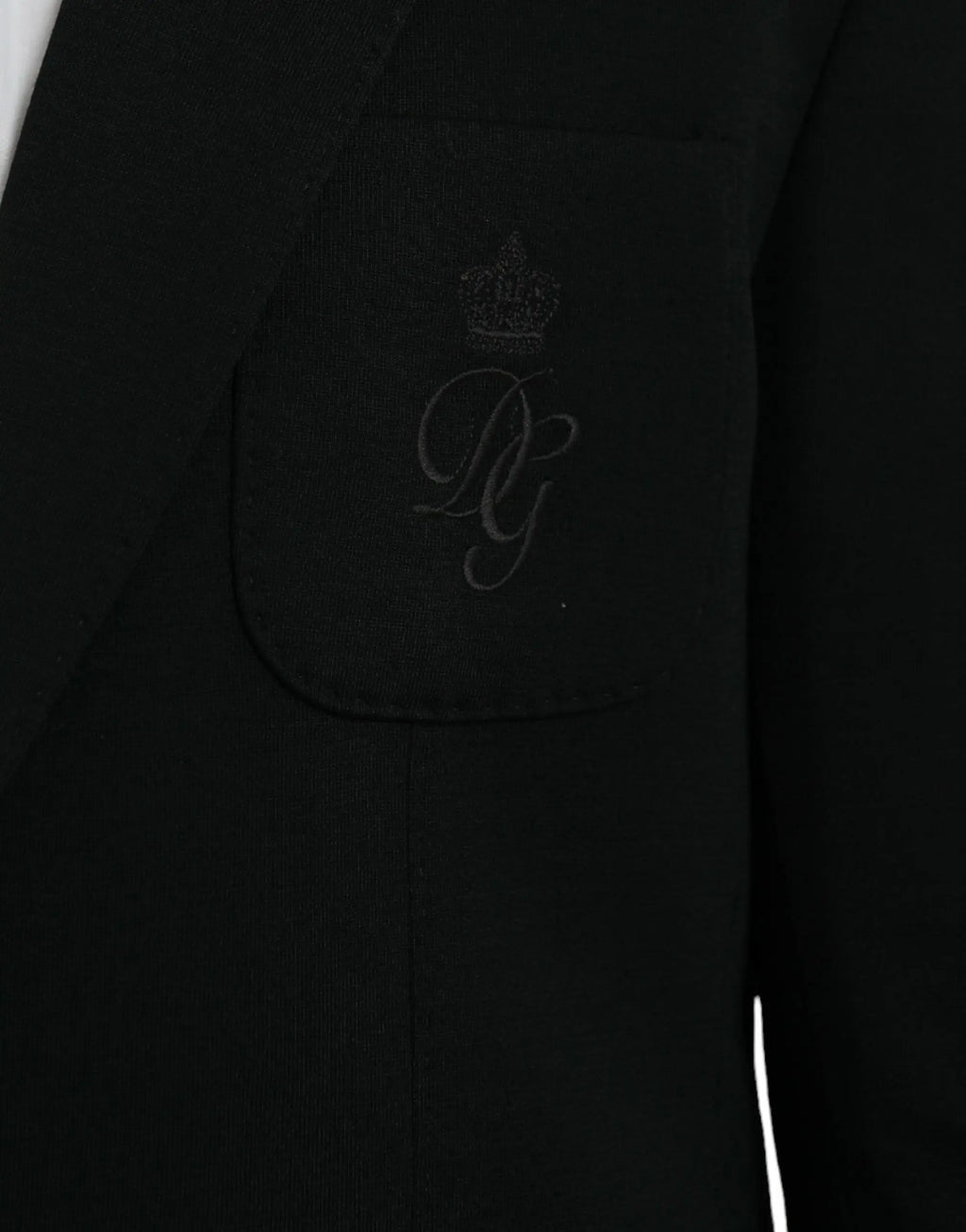 Blazer noir en laine dolce gabbana avec poche brodée d une couronne et monogramme