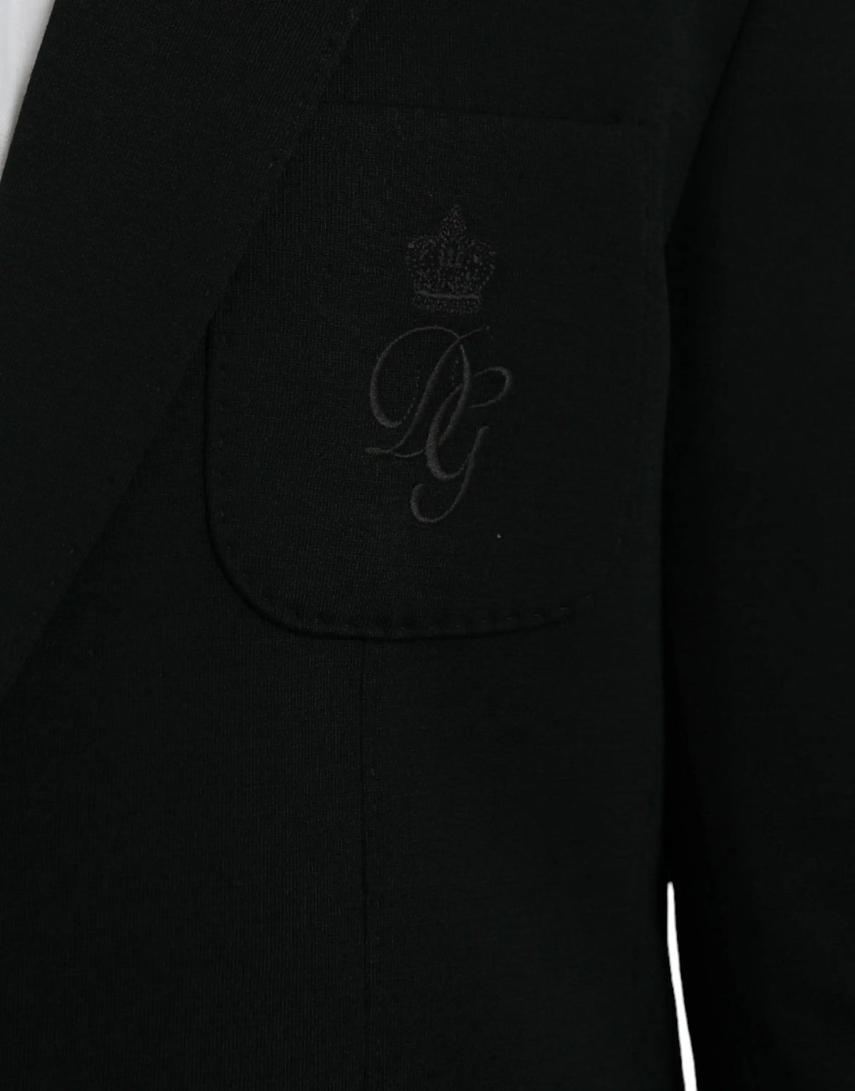 Blazer noir en laine dolce gabbana avec poche brodée d une couronne et monogramme