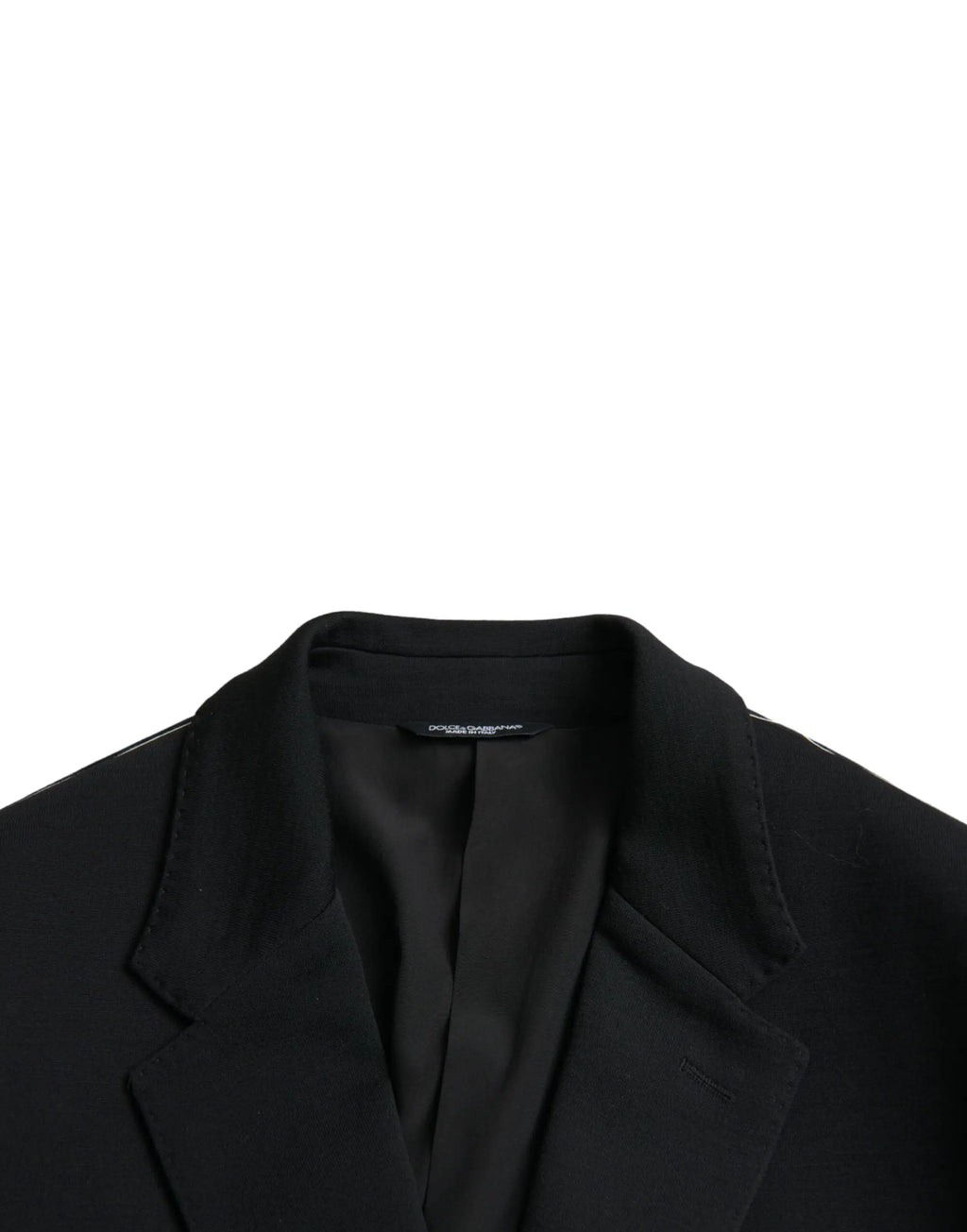 Blazer dolce & gabbana noir en laine avec coupe ajustée et détails de couture subtils