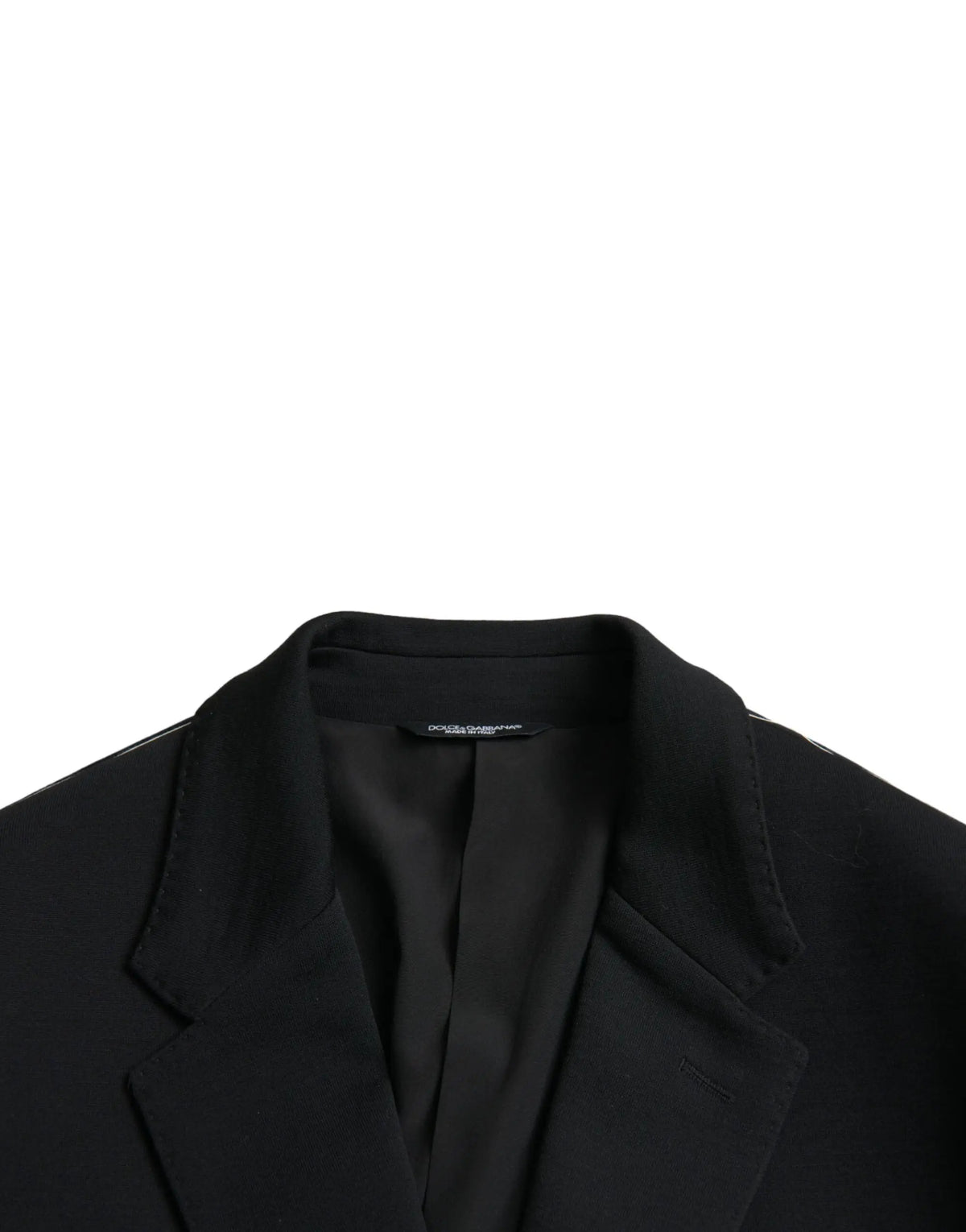 Blazer dolce & gabbana noir en laine avec coupe ajustée et détails de couture subtils