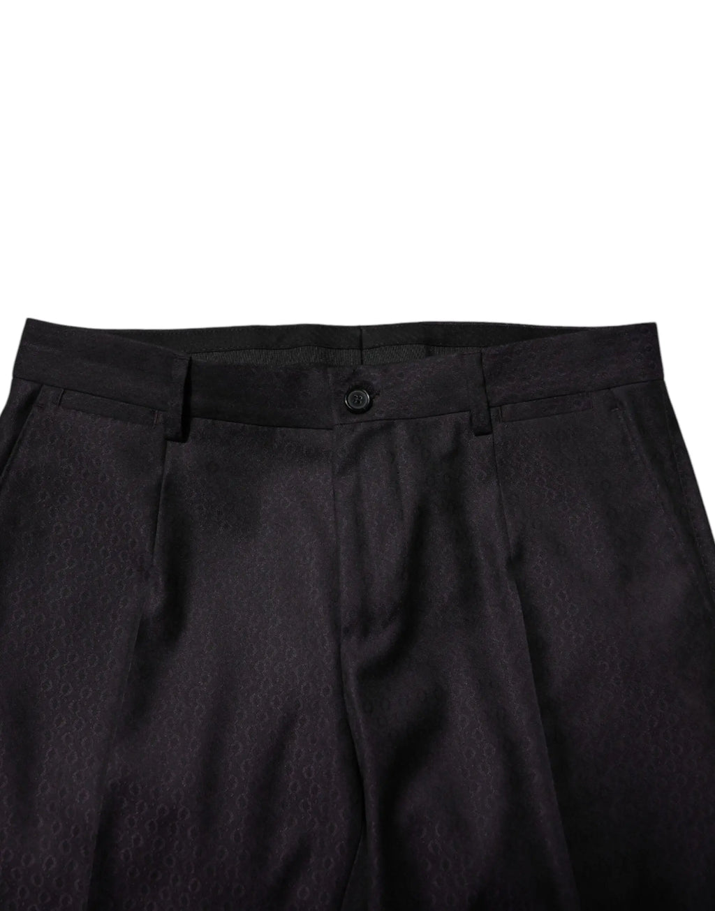 Dolce & gabbana pantalon formel en laine noir avec plis et tissage texturé subtil fermeture bouton classique