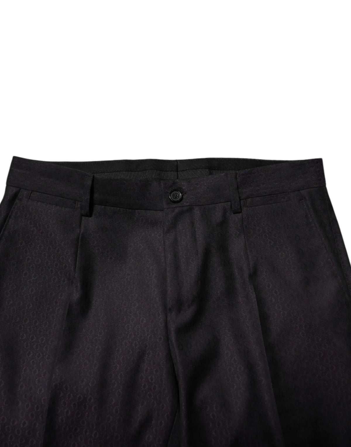 Dolce & gabbana pantalon formel en laine noir avec plis et tissage texturé subtil fermeture bouton classique
