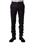 Pantalon formel dolce & gabbana en laine noire avec coupe slim élégante et plis subtils