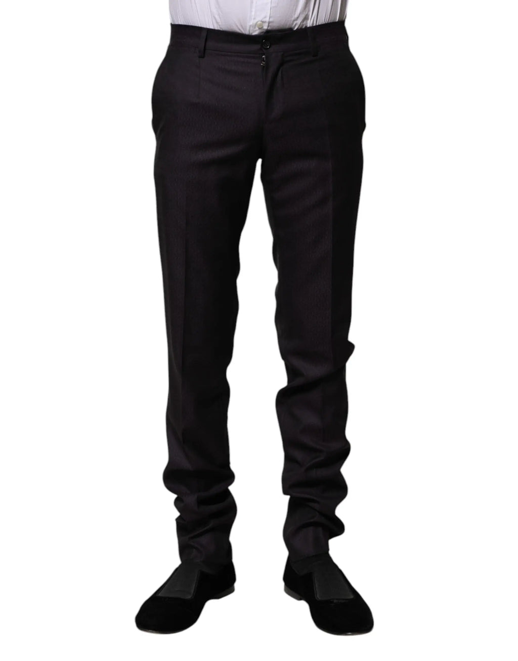 Pantalon formel dolce & gabbana en laine noire avec coupe slim élégante et plis subtils