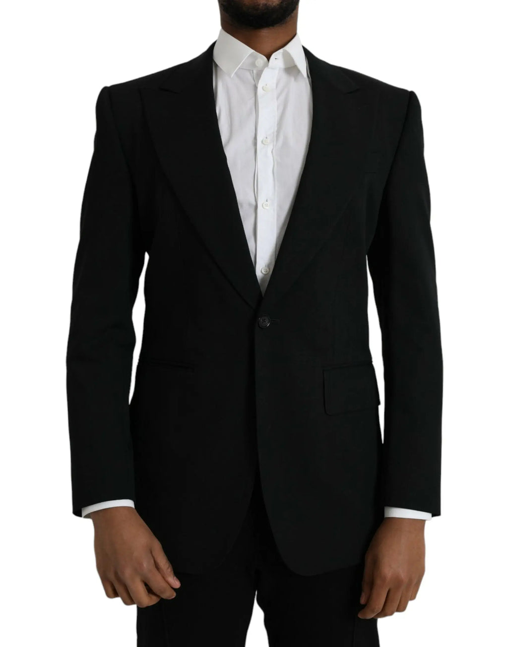 Veste blazer noire dolce gabbana en laine avec fermeture à un bouton et revers crantés