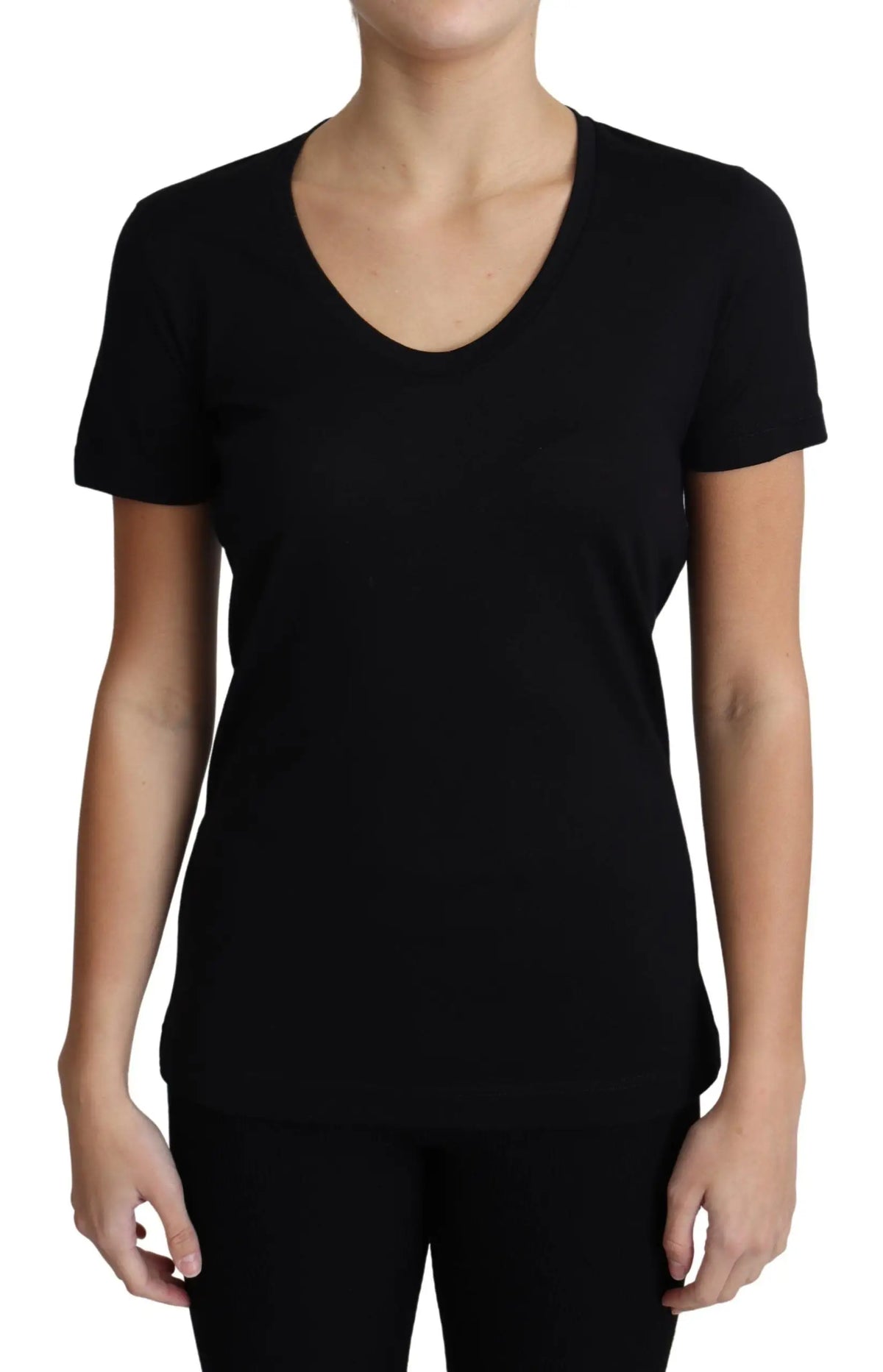Dolce & Gabbana t-shirt noir en laine à manches courtes et col rond pour homme