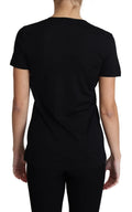 T-shirt noir à manches courtes dolce & gabbana en laine avec col rond et tissu lisse